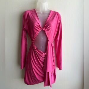 PrettyLittleThing Women’s Size 10 Hot Pink Wrap Cocktail Party Dress